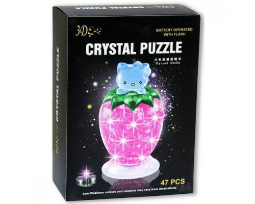 3D Crystal Puzzle Клубника c котенком свет.(Hello Kitty) 9026A